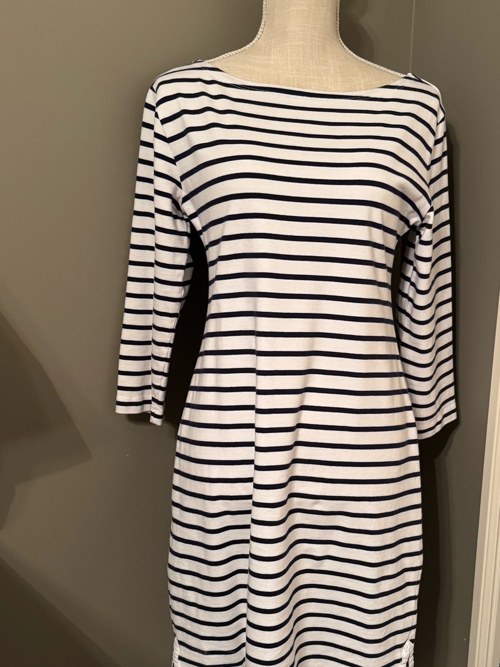 Vineyard Vines Navy and White Striped Long-Sleeve Dress